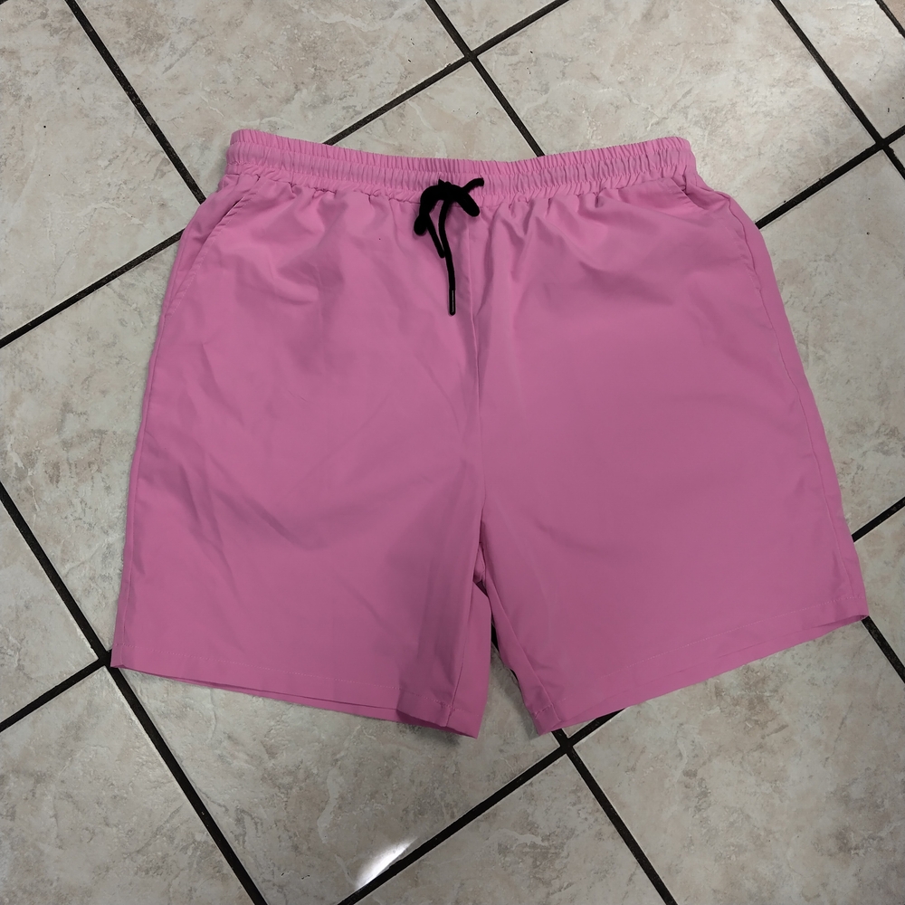SHEIN Pink Swim Trunks Comfortable Drawstring Design